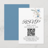 素朴なダスティーブルーの水彩花束 出欠カード (正面/裏面)