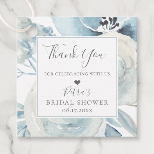 素朴なダスティーブルーの花束 サンクス フェイバータグ (正面)