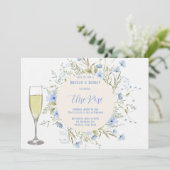 素朴なダスティーブルーの野生の花のブランチ＆バブル 招待状 (スタンド正面)