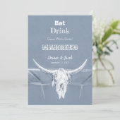素朴なダスティーブルーの食べ飲み結婚式 牛の頭蓋骨 案内状 (スタンド正面)