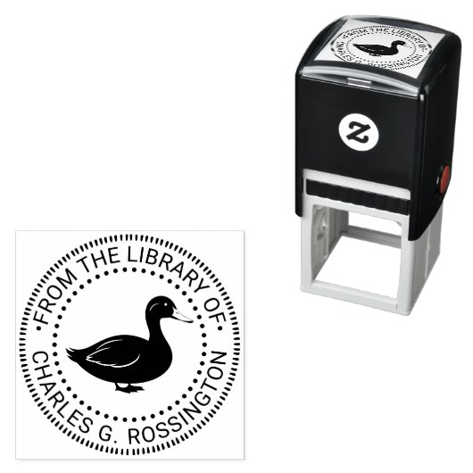 素朴なダックスタンディング図書館の本の名前 セルフインキングスタンプ (インサイチュ)