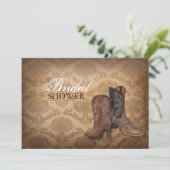 素朴なダマスクカウボーイウェスタンブライダルシャワー 招待状 (スタンド正面)