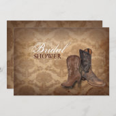 素朴なダマスクカウボーイウェスタンブライダルシャワー 招待状 (正面/裏面)