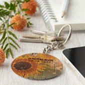 素朴なダンボールカントリーひまわり結婚式の引き出物 キーホルダー (側面)