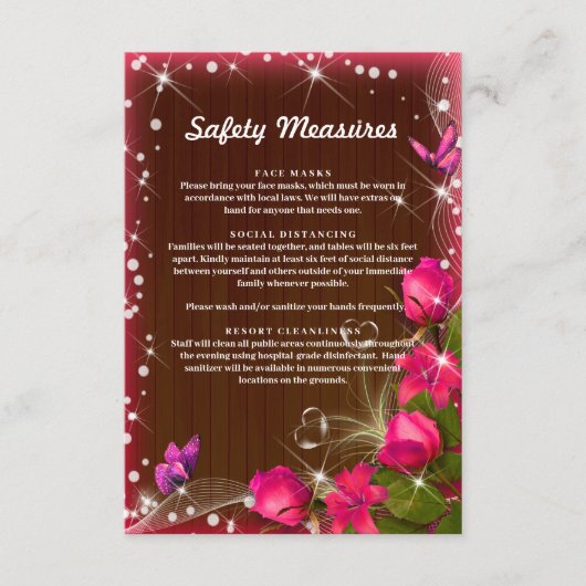 素朴なダークウッドとピンクの花の安全対策 エンクロージャーカード (正面)