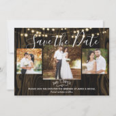 素朴なダークウッドとライトの写真でお知らせ 保存日付 招待状 (正面)