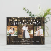 素朴なダークウッドとライトの写真でお知らせ 保存日付 招待状 (スタンド正面)