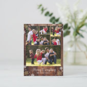 素朴なダークウッドの写真コラージュ ホリデー ポストカード (スタンド正面)