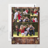 素朴なダークウッドの写真コラージュ ホリデー ポストカード (正面/裏面)