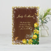 素朴なダークウッドイエローフラワーバタフライウェディング 招待状 (スタンド正面)