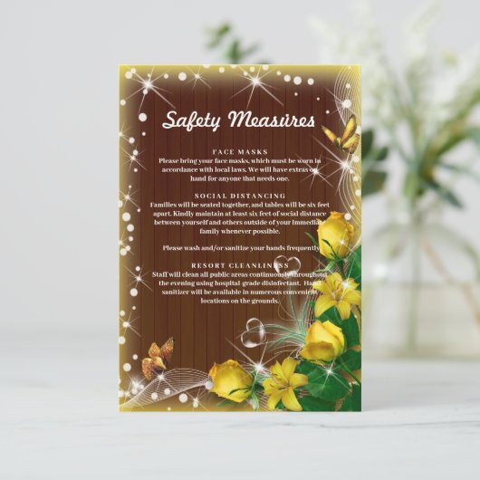 素朴なダークウッドイエローフラワー安全対策 エンクロージャーカード (スタンド正面)