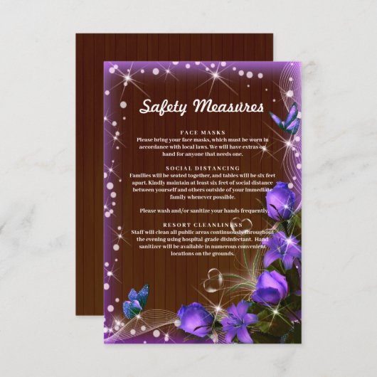 素朴なダークウッドパープルの花の安全対策 エンクロージャーカード (正面/裏面)