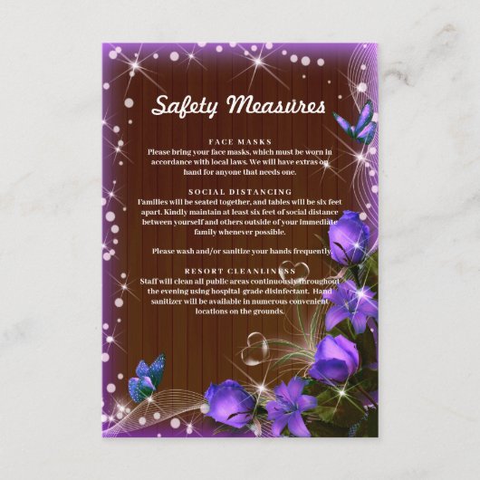 素朴なダークウッドパープルの花の安全対策 エンクロージャーカード (正面)