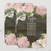 素朴なダークウッドレースの薔薇とハイドランジアのテーブルシーティング 招待状 (正面/裏面)