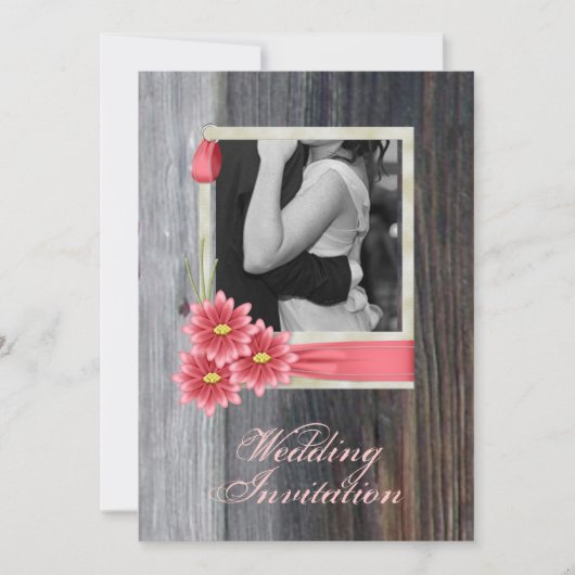 素朴なダージー ウエスタン カントリー ウェディング 招待状 (正面)