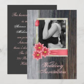 素朴なダージー ウエスタン カントリー ウェディング 招待状 (正面/裏面)