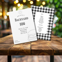 素朴なチェック柄のバーベキュー招待状
