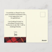 素朴なチェック柄 卒業のお知らせ & 感謝の気持ち ポストカード (裏面)