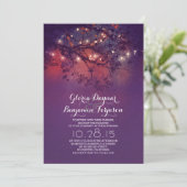 素朴なツリーブランチの紫色のひもは結婚式をつけます 招待状 (スタンド正面)