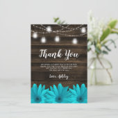 素朴なティール(緑がかった色)のデイジーのメーソンジャーは菓子16をつけます サンキューカード (スタンド正面)