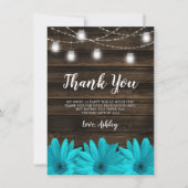 素朴なティール（緑がかった色）のデイジーのメーソンジャーは菓子16をつけます サンキューカード (正面)