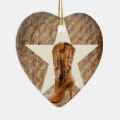 素朴なテキサス州ローンスター西カントリー女性のカーボーイ セラミックオーナメント (右)