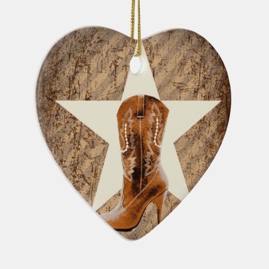 素朴なテキサス州ローンスター西カントリー女性のカーボーイ セラミックオーナメント (右)