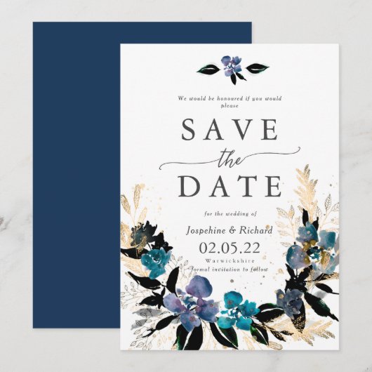 素朴なテキストテンプレートの結婚式の節約日 招待状 (正面/裏面)