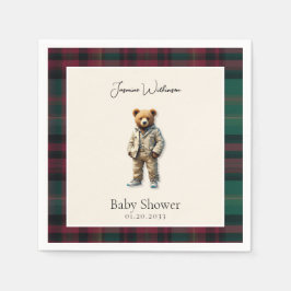 素朴なテディベイビーシャワー スタンダードカクテルナプキン