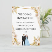 素朴なテラコッタのボホフラワーの結婚式招待状 招待状 (スタンド正面)
