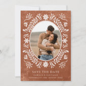 素朴なテラコッタの写真でお知らせする結婚式のSave the Date セーブザデート (正面)