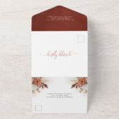素朴なテラコッタの花とパンパスグラスの結婚式 オールインワン招待状 (外側)