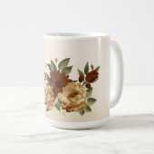 素朴なテラコッタの花と緑の葉 コーヒーマグカップ (正面右)