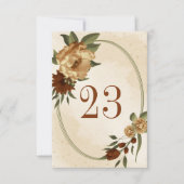 素朴なテラコッタの花の幾何学的なテーブルナンバー 招待状 (正面)