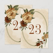 素朴なテラコッタの花の幾何学的なテーブルナンバー 招待状 (正面/裏面)