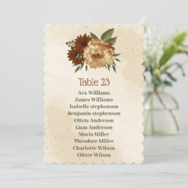 素朴なテラコッタフローラシーティングチャートカード 招待状