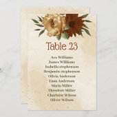 素朴なテラコッタフローラシーティングチャートカード 招待状 (正面/裏面)