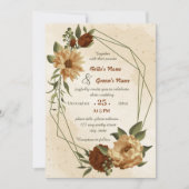 素朴なテラコッタフローラ幾何結婚性の 招待状 (正面)