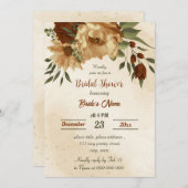 素朴なテラコッタフローラ植物ブライダルシャワー 招待状 (正面/裏面)