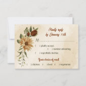 素朴なテラコッタフローラ植物食選択 出欠カード (正面)