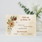 素朴なテラコッタフローラ植物食選択 出欠カード (スタンド正面)