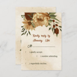 素朴なテラコッタフローラ結婚植物学 出欠カード