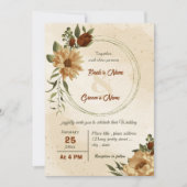 素朴なテラコッタフローラ結婚植物学 招待状 (正面)
