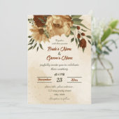 素朴なテラコッタフローラ結婚植物学 招待状 (スタンド正面)