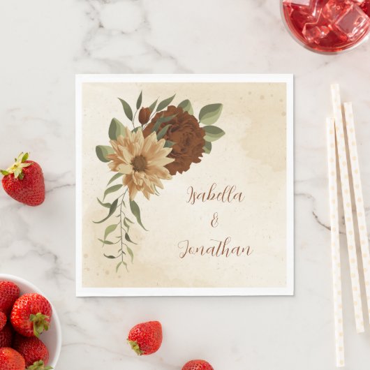 素朴なテラコッタフローラ緑のナプキン スタンダードランチョンナプキン (インサイチュ)