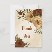 素朴なテラコッタ地球トーンフローラ サンキューカード (正面)