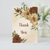 素朴なテラコッタ地球トーンフローラ サンキューカード (スタンド正面)
