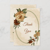 素朴なテラコッタ地球トーンフローラ サンキューカード (正面/裏面)