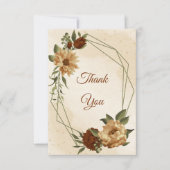 素朴なテラコッタ地球トーンフローラ サンキューカード (正面)