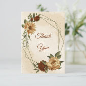 素朴なテラコッタ地球トーンフローラ サンキューカード (スタンド正面)